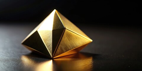 Macro gold plated black prism on a black background