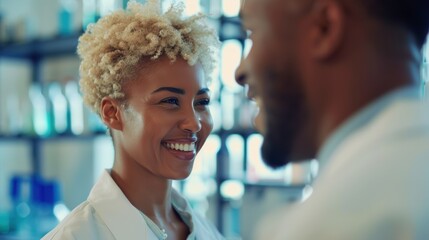 Teamwork among healthcare professionals in a lab conducting DNA research and analyzing medical data related to health, cancer innovation, and virus testing