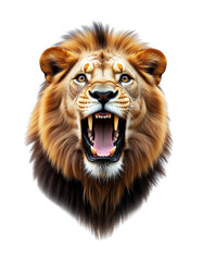 Fototapeta premium Fierce Lion Roaring with Majestic Mane and Intense Expression