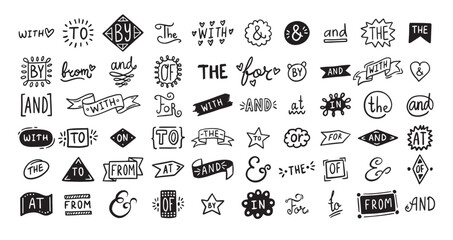 Hand drawn doodle elements set, ampersands, catchwords. vintage doodle ampersands, catchwords, calligraphy