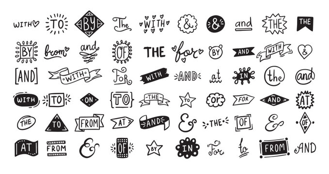 Hand drawn doodle elements set, ampersands, catchwords. vintage doodle ampersands, catchwords, calligraphy