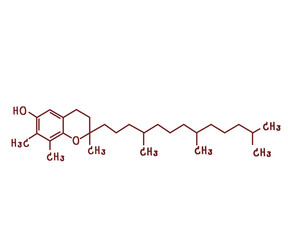 chemical structure of or VitaminE or Gammatocopherol illustration