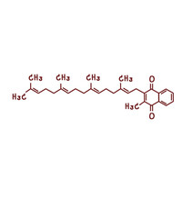 chemical structure of or Vitamin K2 or Menaquinone illustration