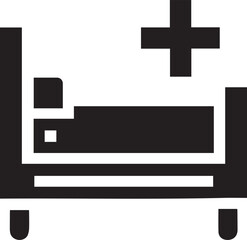 hospital bed silhouette vector icon illustration.