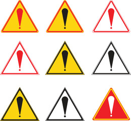 set of  danger warning signs