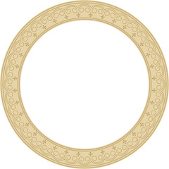 Vector gold round Yakut ornament. Endless circle, border, frame of the northern peoples of the Far East.