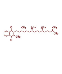 chemical structure of Vitamin k1 or Phylloquinone illustration