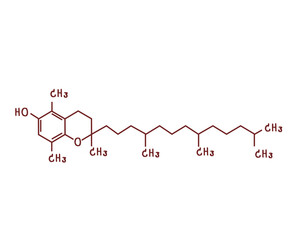 chemical structure of Vitamin E or Betatocopherol illustration