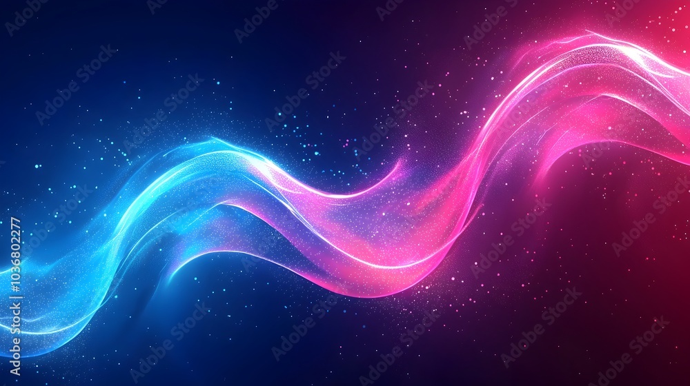 Poster mesmerizing neon wave flows across captivating digital backdrop