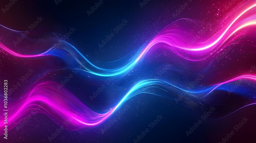 Canvas Prints flowing neon wave abstract digital background