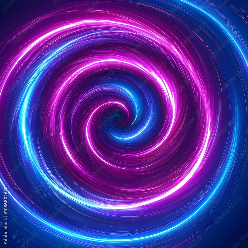 Canvas Prints Mesmerizing Neon Vortex Abstract Background with Glowing Pink and Blue Swirls