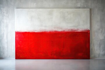 Minimalist painting of red and white abstract texture