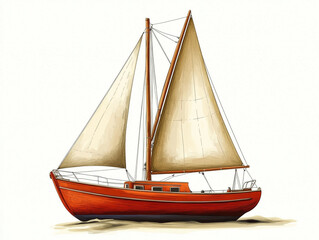 Obraz premium Illustration Art of a Sailboat Design with Simple Sails and Mast