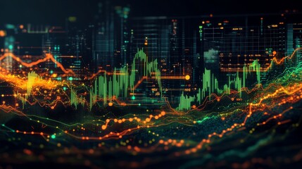 Obraz premium Carbon Credit Trading Volume Analysis Illustration in Modern Style