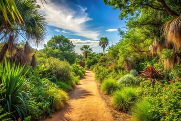 Savannah landscape with tilted angle and lush vegetation