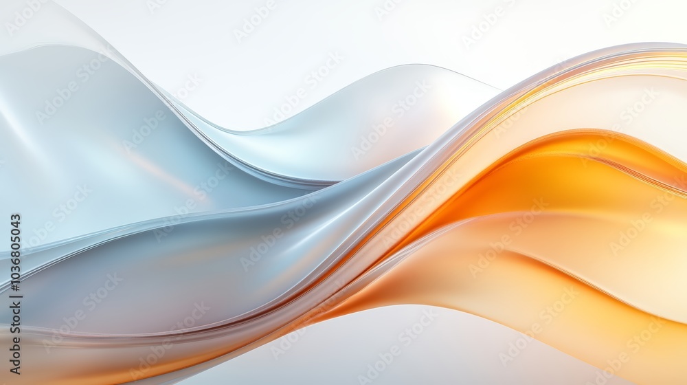 Poster a smooth flow of colorful fabric, blending white and orange hues, creating a dynamic and stylish vis