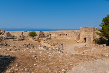 Chlemoutsi (Clermont) castle in Kyllini town, Peloponnese, Greece