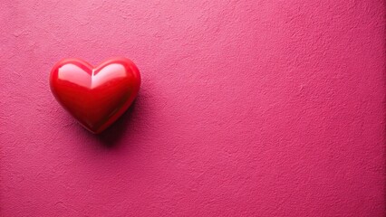Obraz premium Red heart on pink wallpaper background