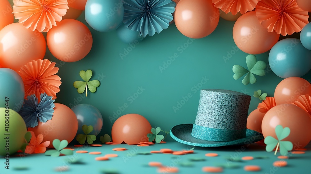 Poster bright display an empty paper banner ready for festive messages embellished with playful clovers a s