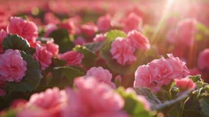 Fototapeta premium Soft Pink Flowers in Sunlight - Beautiful Floral Background