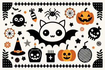 pattern with cute Halloween elements in black 