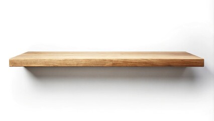 Reflected wood shelf on white background