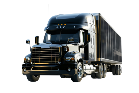 Heavy-Duty Freight Truck with Black Trailer for Transporting Goods