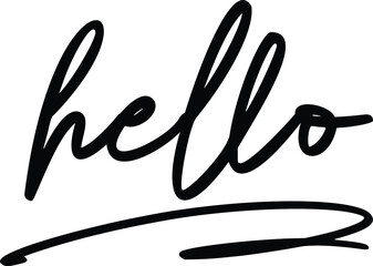 Black Hello TEXT with smooth lines. Hand written world hello day, vector file illustration, eps © Seahorse Selections