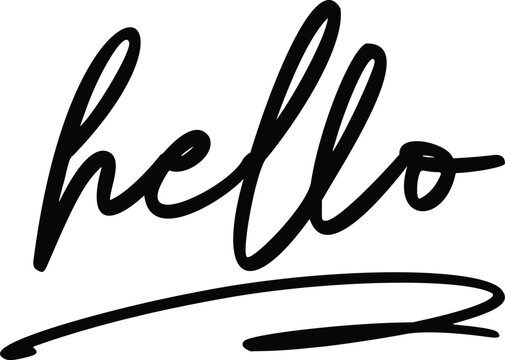 Black Hello TEXT with smooth lines. Hand written world hello day, vector file illustration, eps