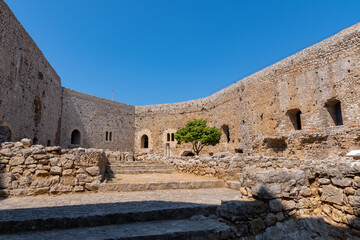 Chlemoutsi (Clermont) castle in Kyllini town, Peloponnese, Greece