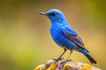 Silhouette blue capped rock thrush migrating to Western Ghats, minimal coloration