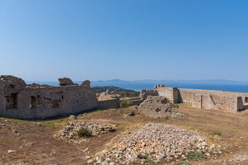 Chlemoutsi (Clermont) castle in Kyllini town, Peloponnese, Greece