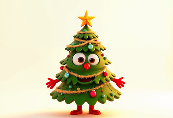 christmas cartoon tree on a white background