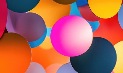 A colorful image of many different colored circles, some of which are pink