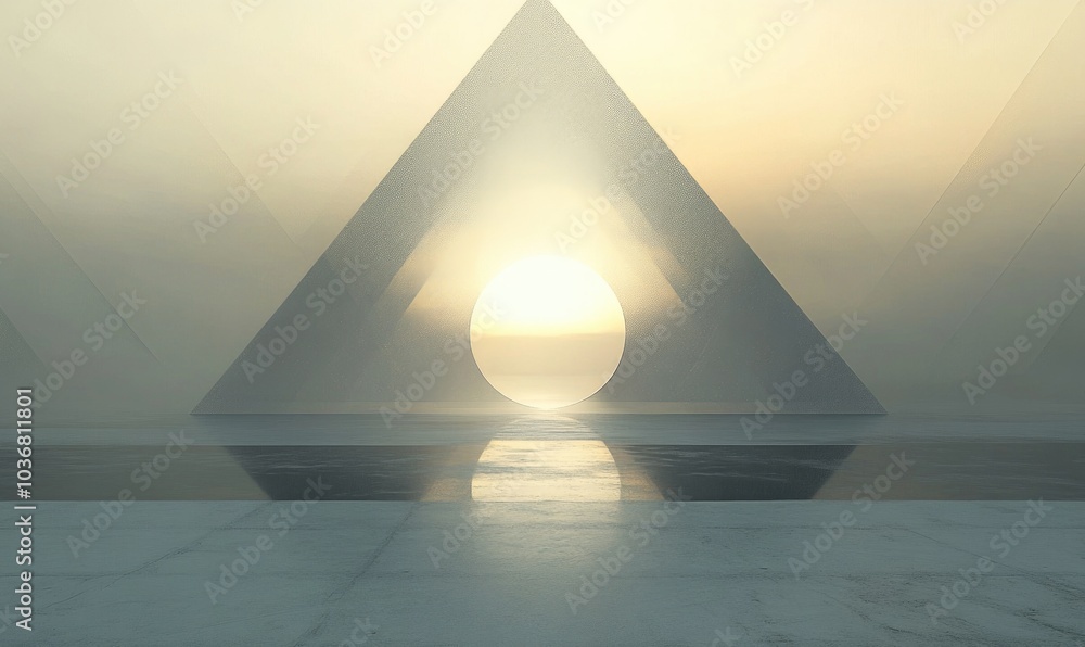 Poster a large triangle with a small circle in the middle