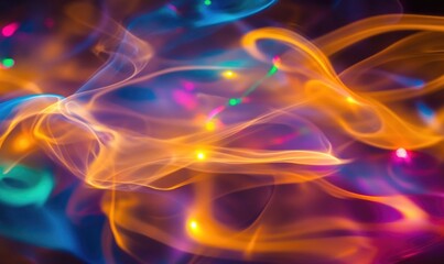 Naklejka premium A colorful, glowing, and abstract image of smoke and light