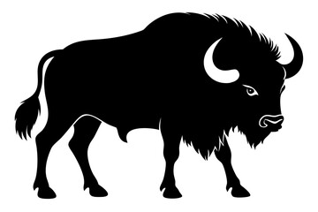 Buffalo silhouette on vector illustration