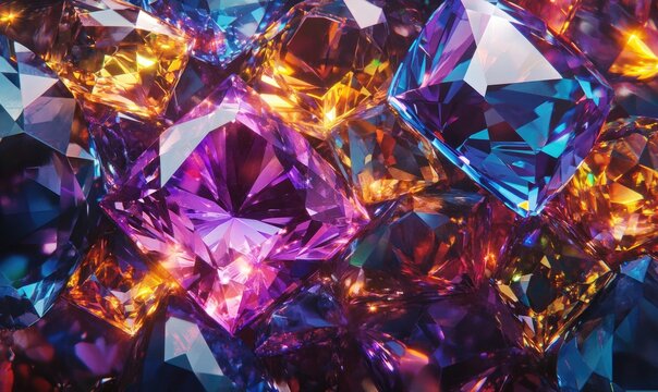 A close up of a bunch of colorful gems
