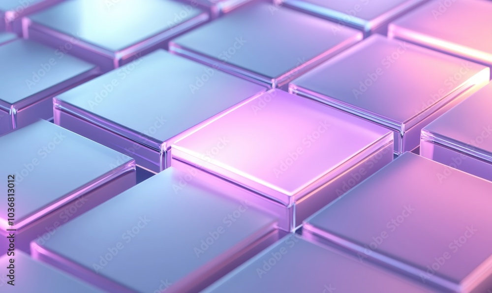 Poster a row of square blocks with a pink square in the middle