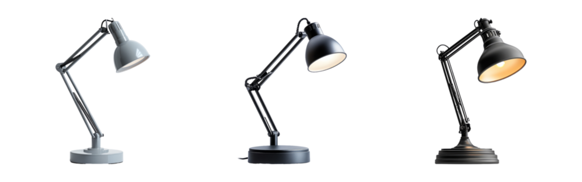 Isolated Desk Lamps on Transparent Background