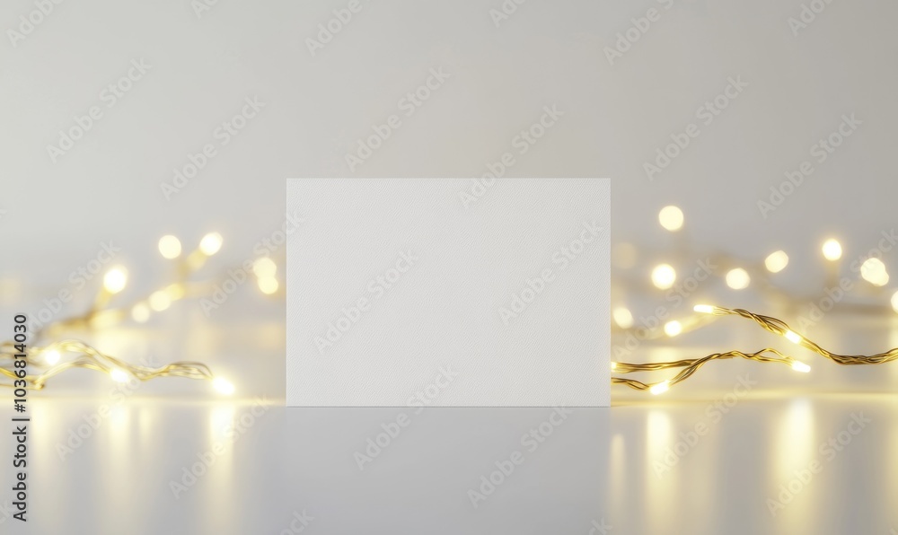 Poster a white card with a logo on it is displayed on a table