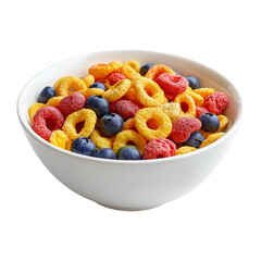 Colorful Cereal with Berries on Transparent Background
