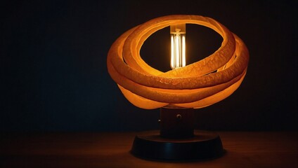 A glowing orange with its peel spiraling away