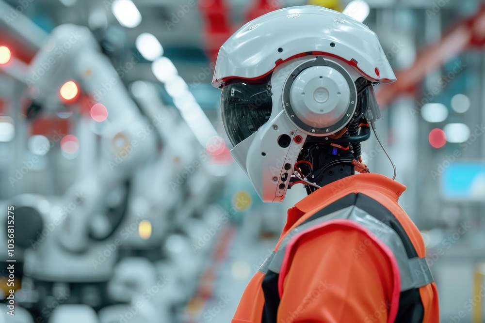 Aufkleber advanced robot in a modern factory setting, showcasing industrial automation and technology innovati