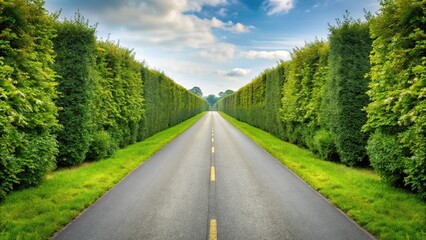 Fototapeta premium Road with green grass and bushes on the side