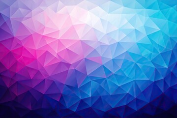 Fototapeta premium Symmetrical blue purple pink gradient abstract polygon triangle background grain texture