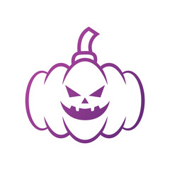 Scary Pumpkin Spooky Halloween Vector with Purple Gradient Elements