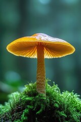 Fototapeta premium Fly agaric mushroom growing on mossy forest floor