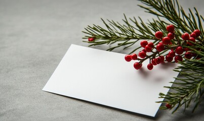 A white card with a red berry on it