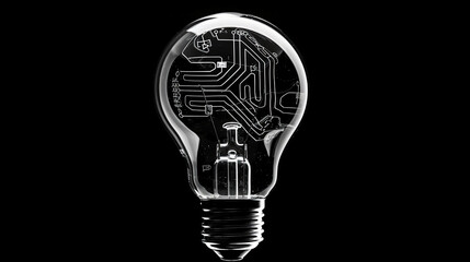Image of atomic structures moving over light bulb and networks on dark background. Network, energy, digital interface, science, research and communication